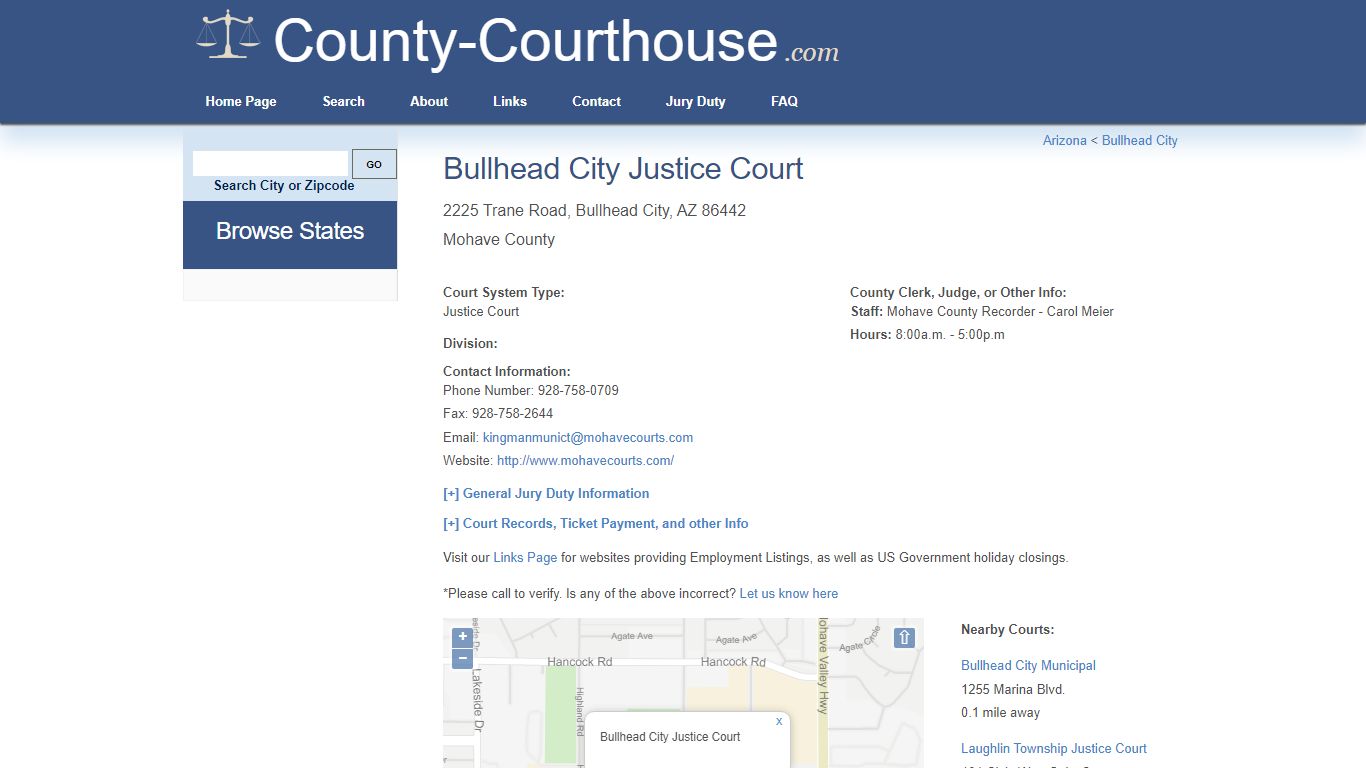 Bullhead City Justice Court in Bullhead City, AZ - Court Information